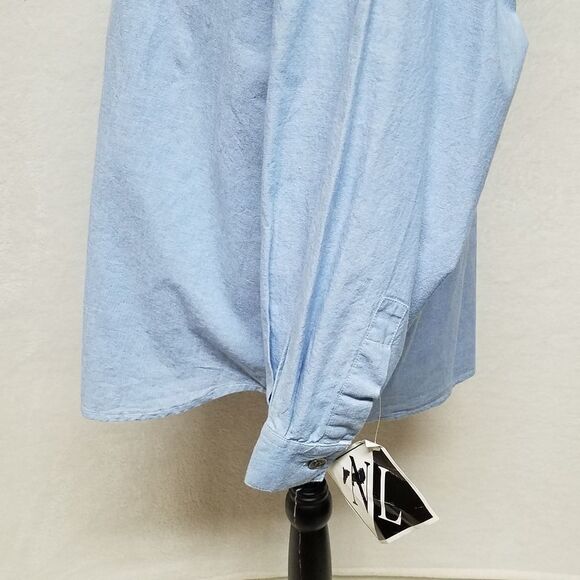 VINTAGE 1990s Deadstock New Look Chambray Button Up Floral Embroidered Blouse - Picture 10 of 14